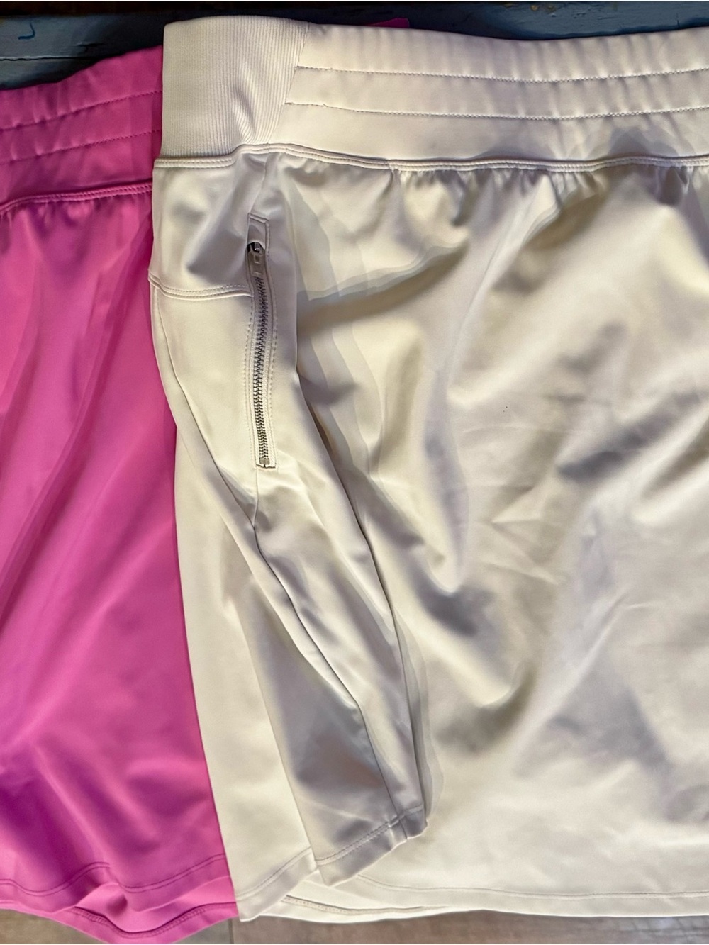 4 athletic skorts - white and hot pink lane Bryant - black and rose yogipace
